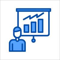 A man is standing in front of a board with a graph on it vector