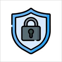 A blue and black shield with a lock on it vector