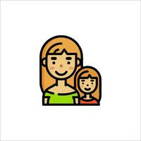 A mother and daughter icon in a line style vector