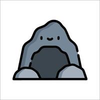 A cartoon rock with a face on it vector