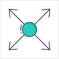 A blue circle with arrows pointing to it vector