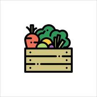 A wooden box with vegetables in it vector