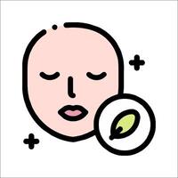 A woman's face with a green leaf on it vector