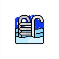 A swimming pool with a ladder and a ladder in the water vector