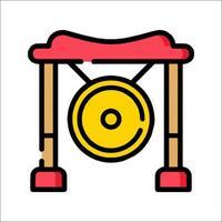A red and yellow gong on a stand vector