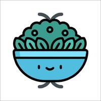 A cartoon bowl with a smiling face on it vector