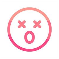 A pink and red emoji icon with a face vector