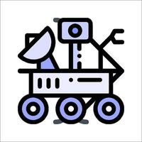 A cartoon illustration of a robot with a satellite vector