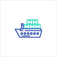 A line icon of a ship with cargo vector