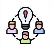 People in a circle with an idea light bulb vector