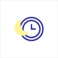 A clock and a moon on a white background vector