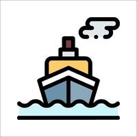 A ship in the water with a steam coming out of the top vector