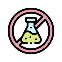 A no chemical sign with a flask and a sign that says no vector