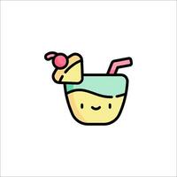 A cartoon drink with a straw and a cherry on top vector