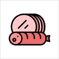 A meat and a slice of bread icon vector
