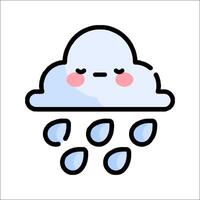 A cartoon cloud with rain drops on it vector