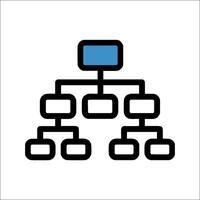 An icon of a tree structure with blue lines vector