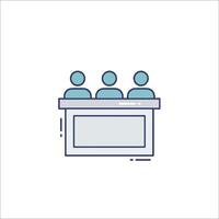 People sitting at a table with a sign on it vector