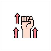 A fist with arrows pointing up and down vector