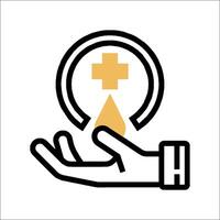A hand holding a cross and a drop of blood vector