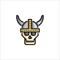 Skull with viking helmet and sunglasses icon vector