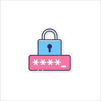 A padlock icon with a key vector