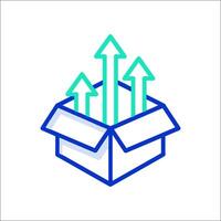 A box with arrows coming out of it vector