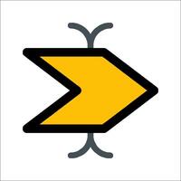A yellow arrow pointing to the right vector