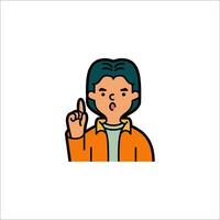 A man with a finger up and a hand gesture vector
