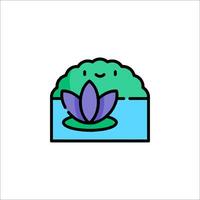 A cartoon brain with a lotus flower in the water vector