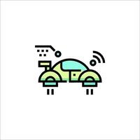A robot car icon with a green background vector