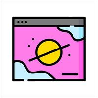 A computer screen with a yellow sun and a pink background vector