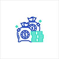 Money bag icon, line illustration vector