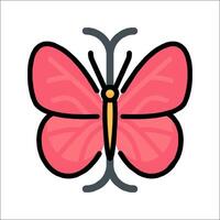 A pink butterfly with yellow wings on a white background vector