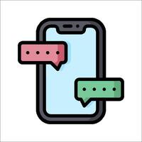 A smartphone with two speech bubbles on it vector
