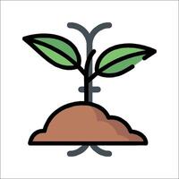 A plant growing out of soil with a green stem vector