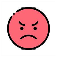 A pink angry face icon on a white background vector
