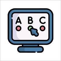 A computer monitor with the letters abc on it vector