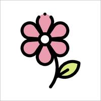 A pink flower with green leaves on it vector