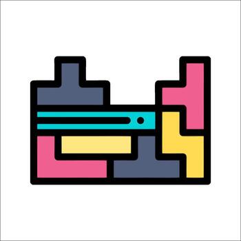 A colorful puzzle icon with a square and a triangle vector