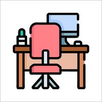 Office desk with chair and computer icon vector