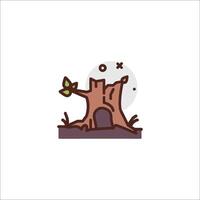 A tree stump with a bird on it vector