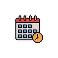 Calendar icon with clock and calendar vector