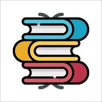 A stack of books icon with a red and blue color vector