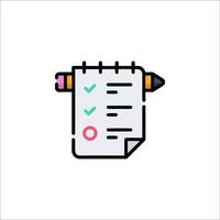 A checklist icon with a pencil and a check mark vector