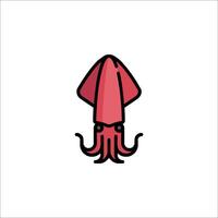 A red squid with a long tail on a white background vector