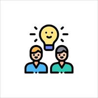 Two people with a light bulb above their heads vector