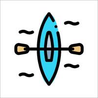 A kayak with paddles and a boat icon vector