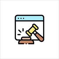A judge's gavel is hitting a computer screen vector