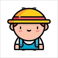 A cartoon character wearing a hat and overalls vector
